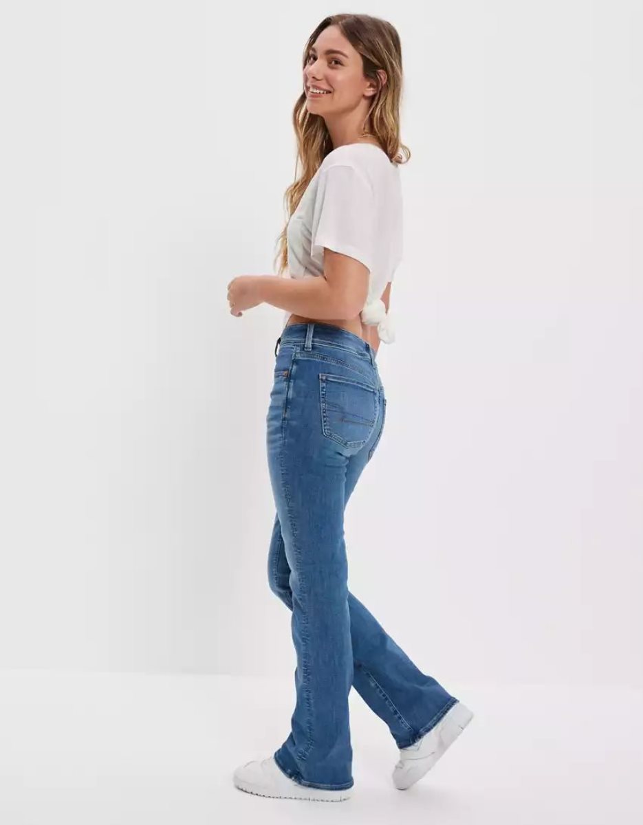 Jean American Eagle AE Ne(x)t Level Low-Rise Kick Bootcut Indigo Clair Femme | ZIA-30736601